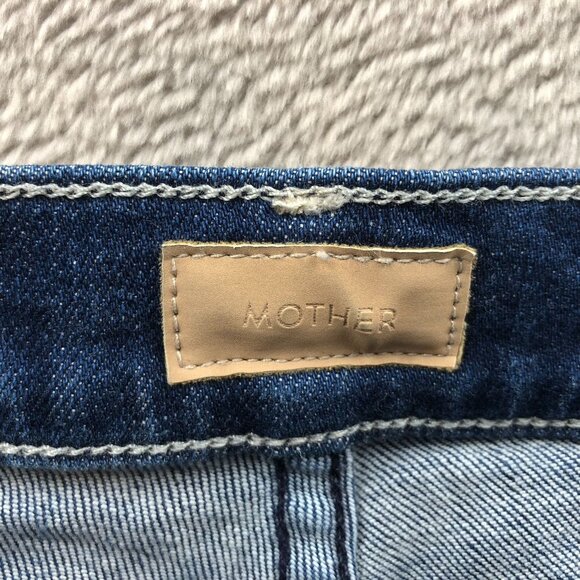Mother Woman's Jeans Size 27 The Weekender Fray Blue Denim Flared Jeans - Picture 11 of 16